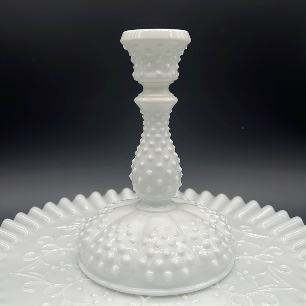 Fenton milk glass candlestick holder
